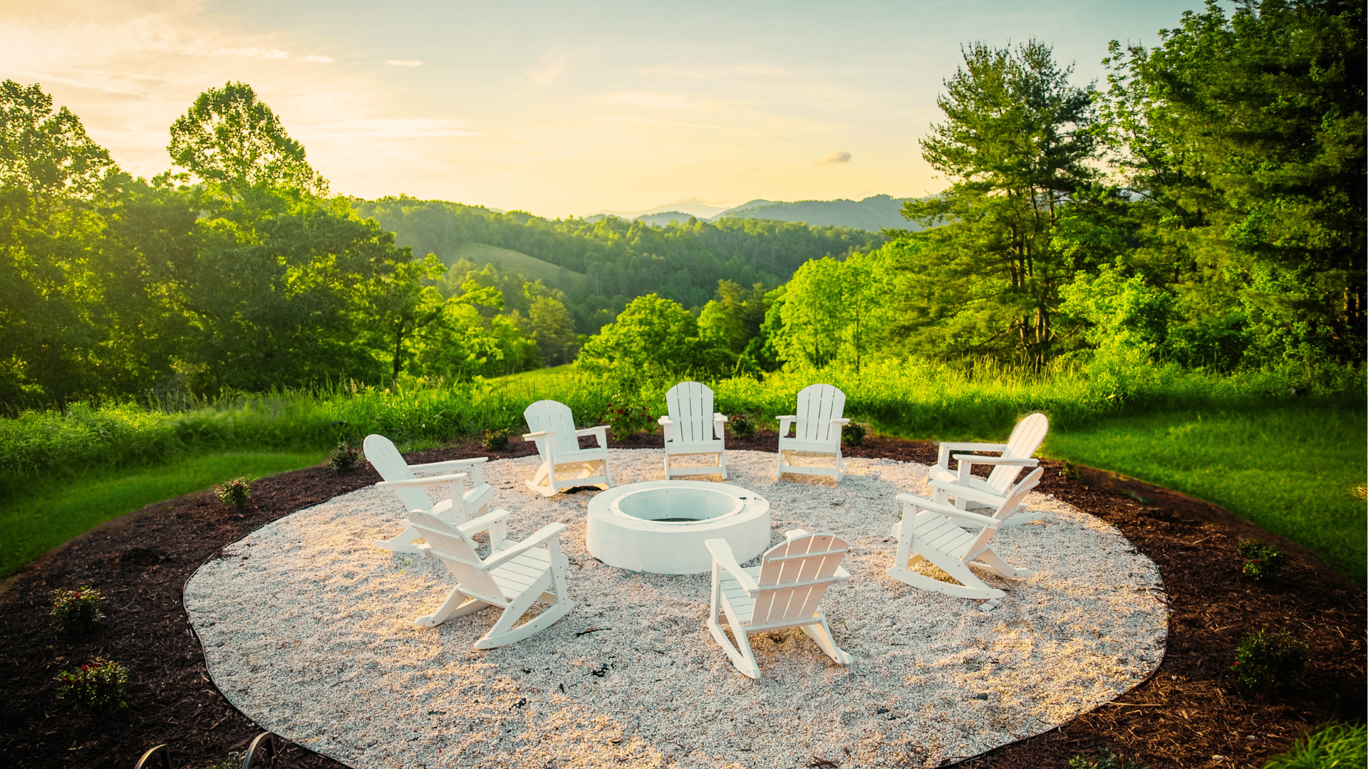 The fire circle with the mountains beyond