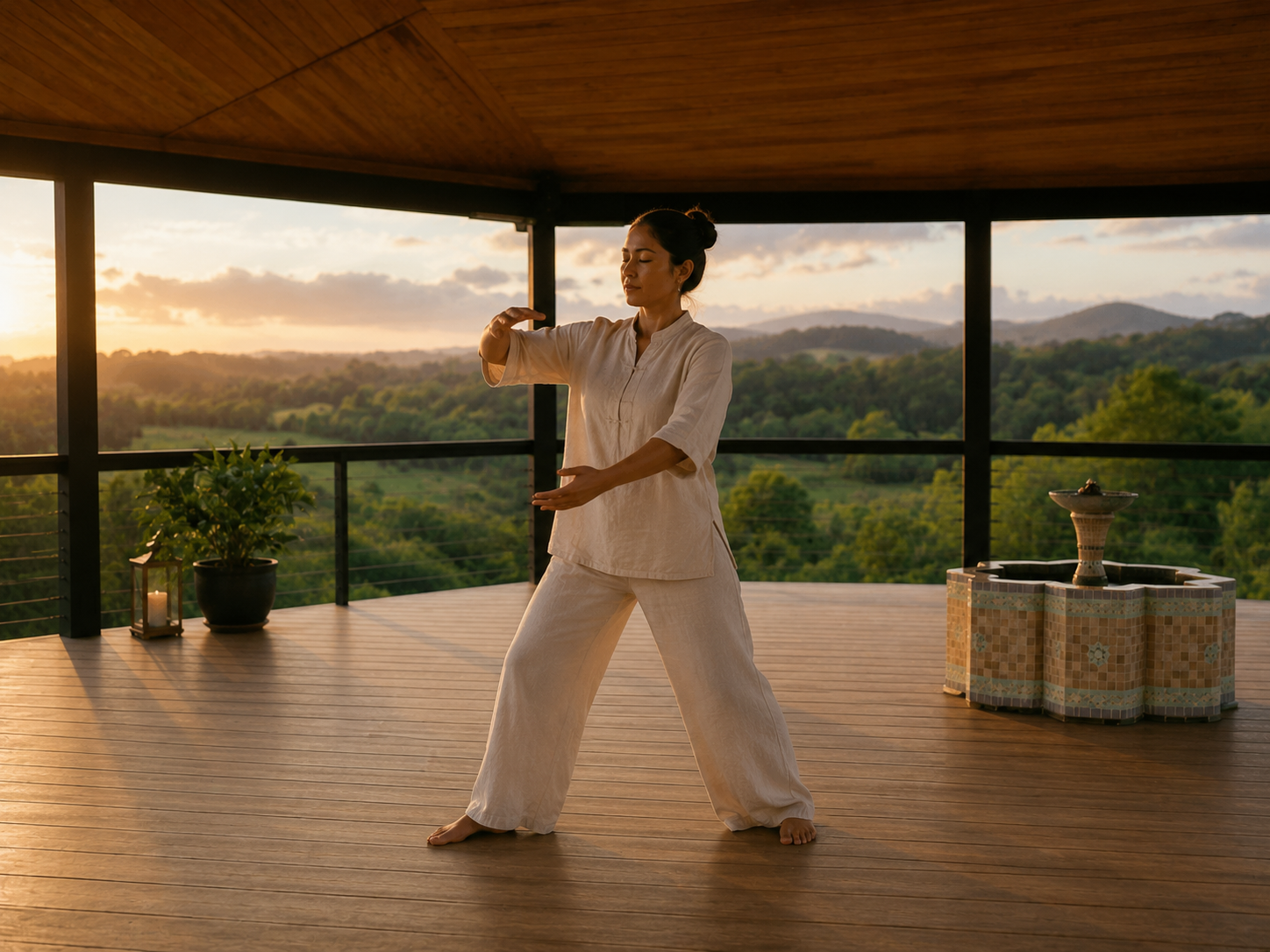 QiGong on the pavilion