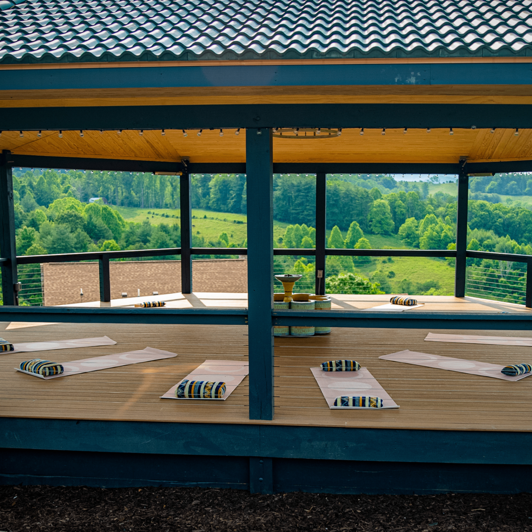 The Sultana pavilion open to the meadow
