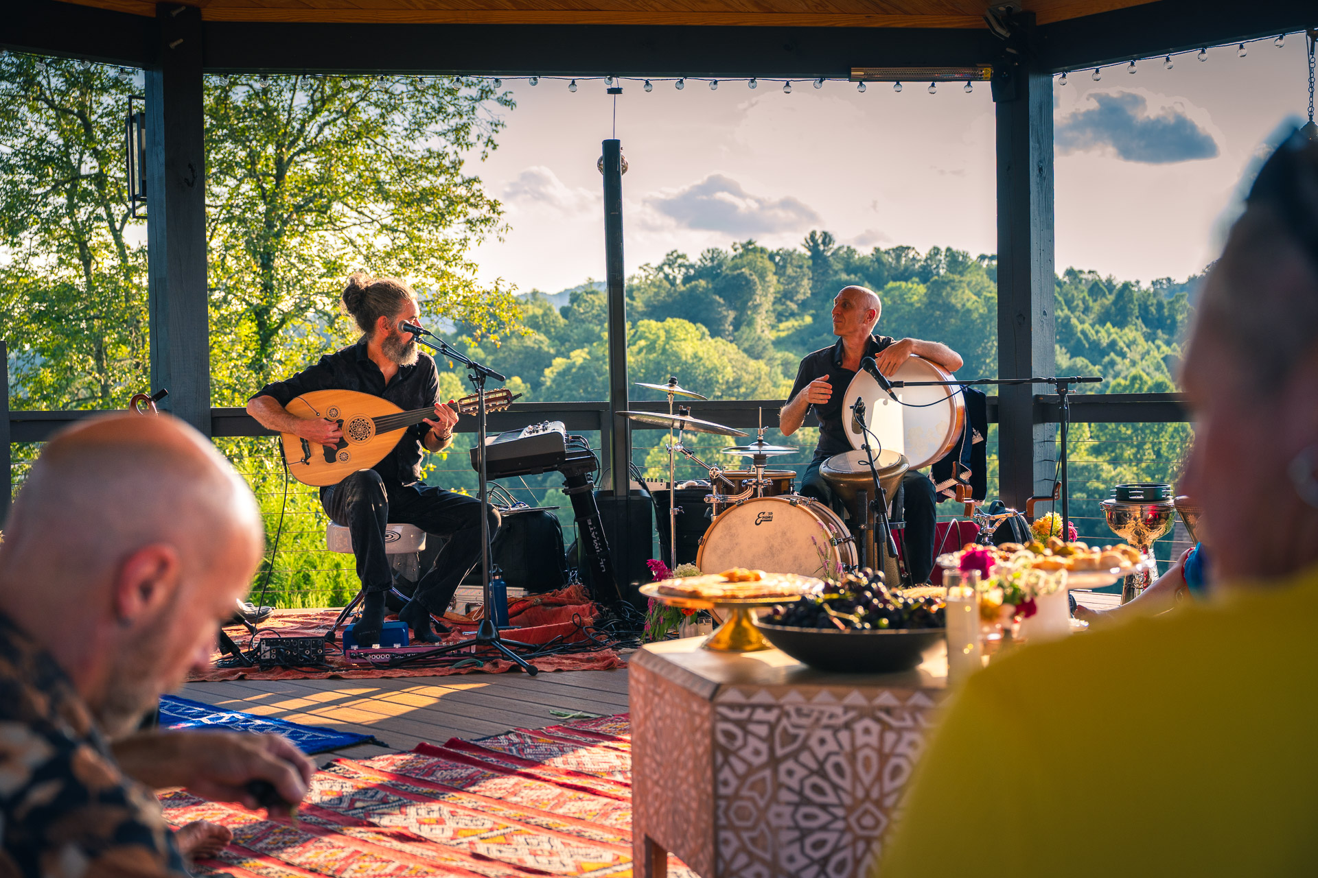 River and Chris of Free Planet Radio performing oud and percussion at Moroccan Night